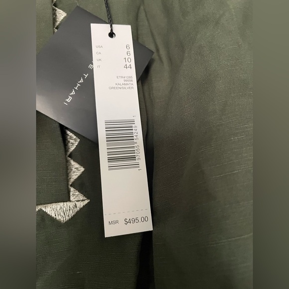 Elie Tahari Maxi Dress Women 6 Boho Embroidered Kalamata Fairy Belted Tiered NWT - Picture 4 of 16